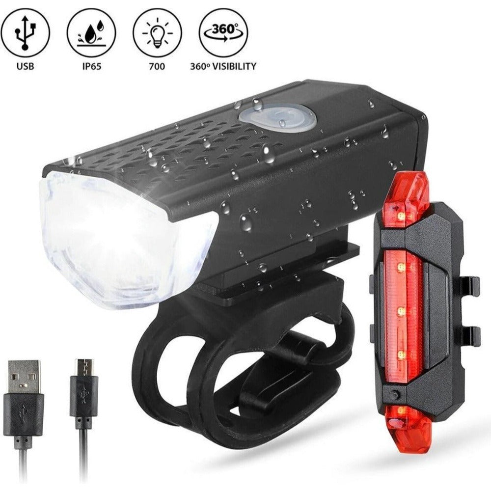 VoltBeam USB Fietslicht Set – Veiligheid en Gemak met Oplaadbare Batterijen