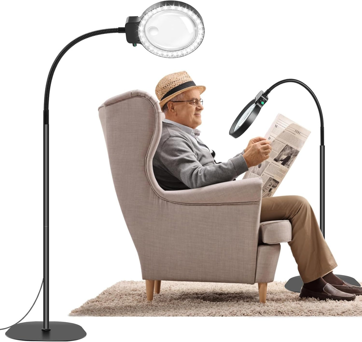 Full-sides vergrootglas met LED-licht – Handsfree leeshulp voor boeken, handwerk en hobby's