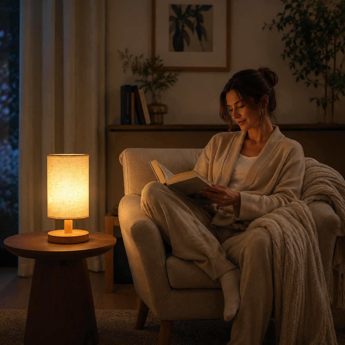 Moderne Houten Nachtkastje Lamp | Dimbaar & Afstandsbediening