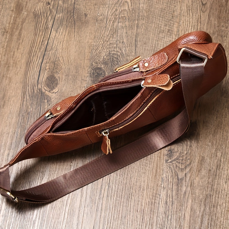 Vintage Classic Leren Slingtas – Compact en Duurzaam
