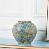 Unieke Vintage Keramische Vaas – Handgemaakt Blauw Aardewerk voor een Authentieke Look