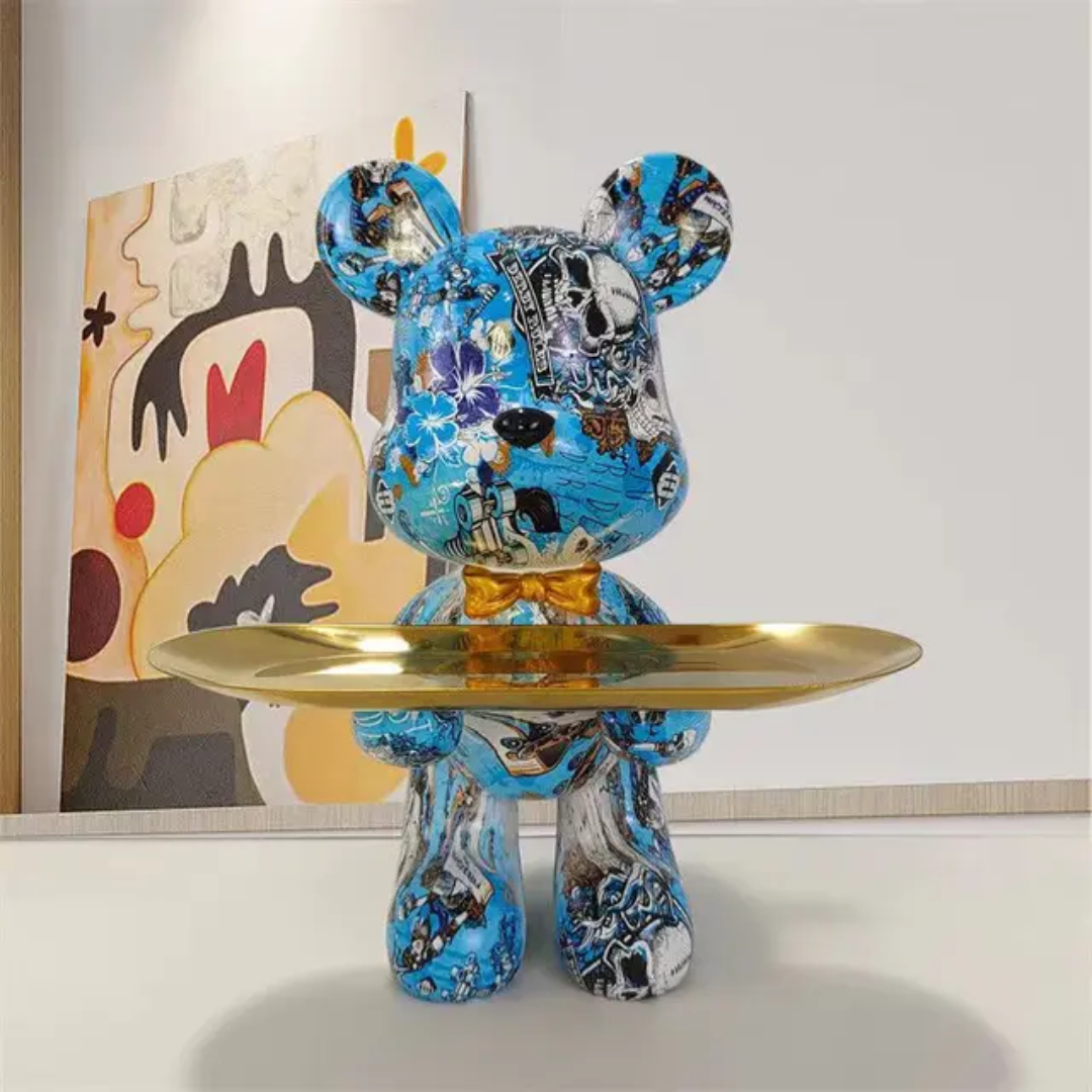 Shyro | Blauw en Goud Beeldje | Modern Luxe | Uniek Decoratief Kunstwerk | Interieurdecoratie | Woonkamer en Kantoor | Hars Materiaal | 23 x 18 x 29 cm