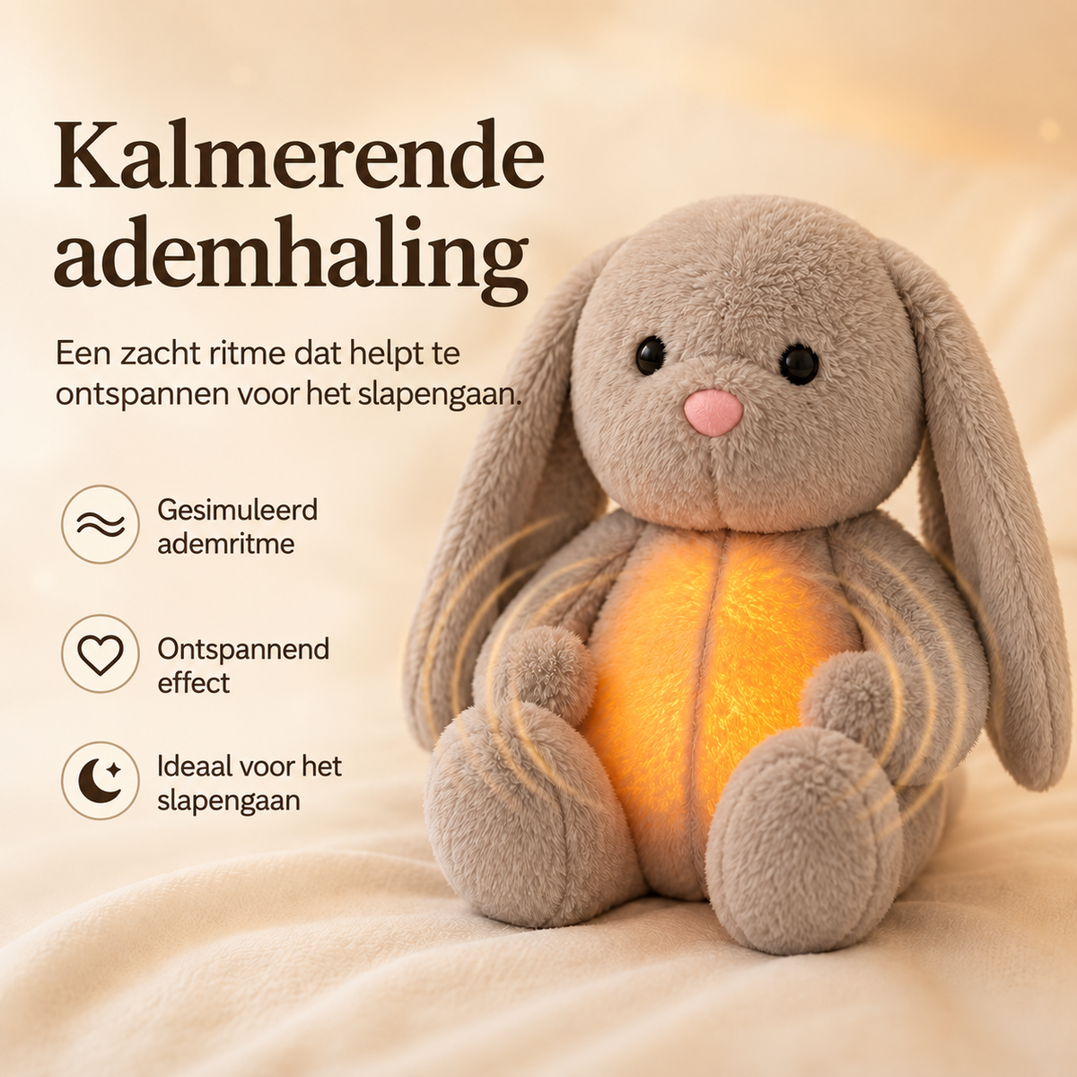 Rustgevende Knuffel met Ademhaling & Nachtlampje - Kalmerend