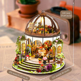 Miniatuur Bloemenhuis – 3D Houten Puzzel met LED Verlichting en Gedetailleerde Tuin