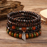 Natuurlijke Houten Kralenarmbanden Set - Voor de Stoere Man