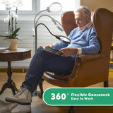 Norvo | Full-sides vergrootglas met LED-licht – Handsfree leeshulp voor boeken, handwerk en hobby's