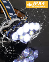 Norvo | Ochter 18000 Lumen Oplaadbare Hoofdlamp, 8 Modussen, Waterdicht, Usb, Rode & Witte Lichten