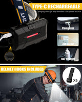 Norvo | Ochter 18000 Lumen Oplaadbare Hoofdlamp, 8 Modussen, Waterdicht, Usb, Rode & Witte Lichten