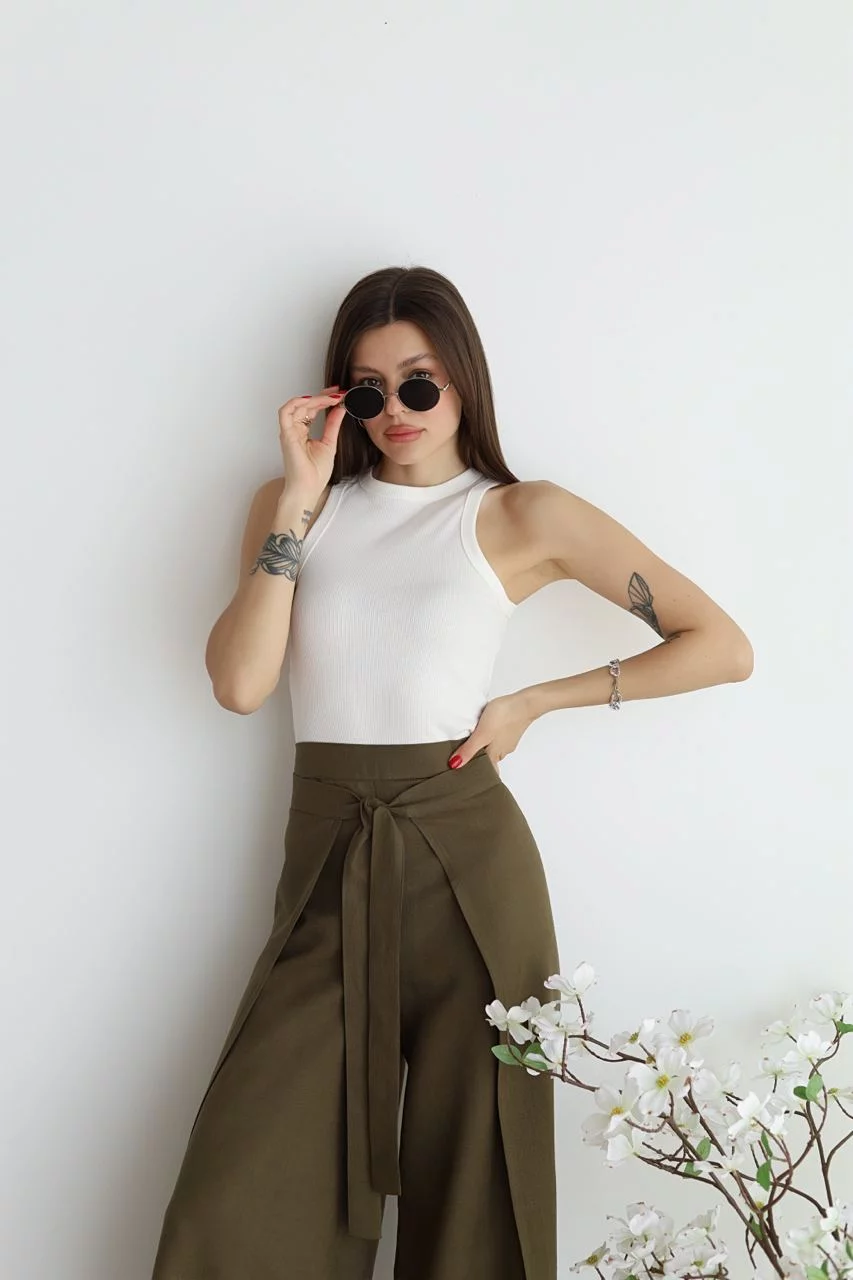 Nuvano | Wide Crop Pantalon Dames | Hoge Taille Broek met Wijde Pijpen en Elegant Design