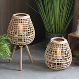 Handgevlochten Rotan Lantaarn met Kaarsenhouder – Los Decoratiestuk voor Woonkamer, Balkon of Horeca
