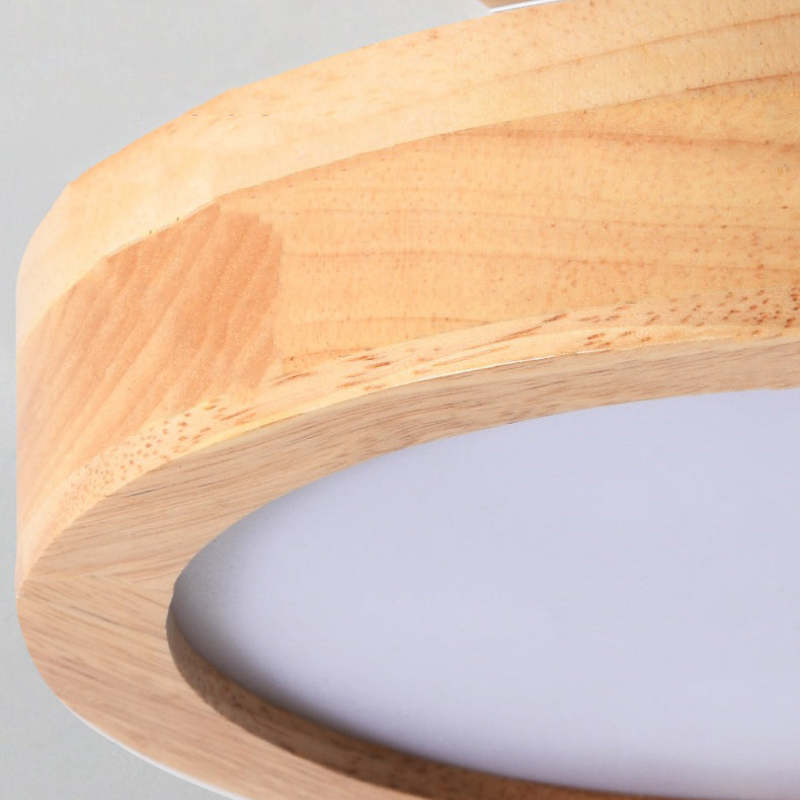 Minimalistische Houten LED Plafondlamp – Dimbaar 36W Natuurlijke Elegant