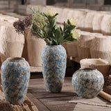 Unieke Vintage Keramische Vaas – Handgemaakt Blauw Aardewerk voor een Authentieke Look