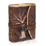 Handgemaakt Vintage Notitieboek met Leren Look en Sluitsleutel – Voor Creatieve Geesten