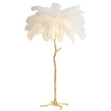 Hoge lamp met veren die luxe in elk interieur brengt!
