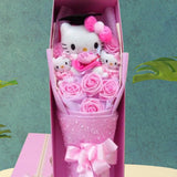 Boeket Van Gekleurde Synthetische Bloemen Met Hello Kitty Figuren Voor Cadeaus En Decoratie