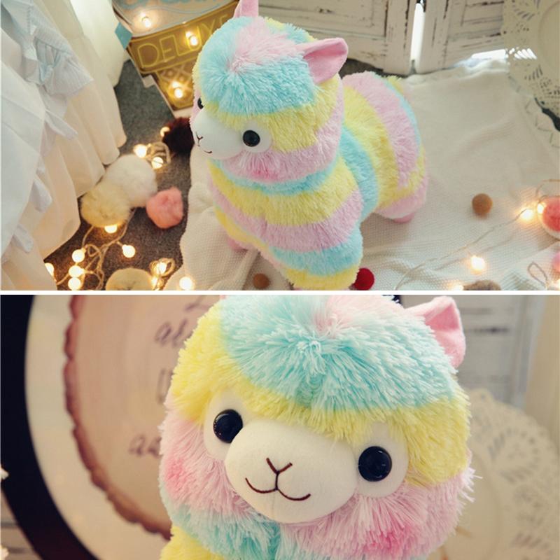 Zachte Regenboog-Alpaca Knuffel uit Pluche voor Baby's & Peuters