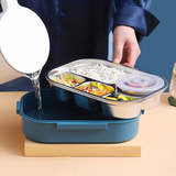 Thermo-Lunchbox van roestvrij staal – binnenin van roestvrij staal – 3 of 4 vakken met soepkom – Wandklok