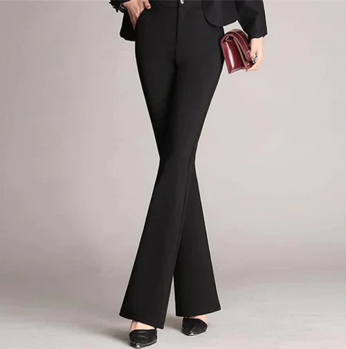Slanke Uitlopende High Waist Broek – Mila
