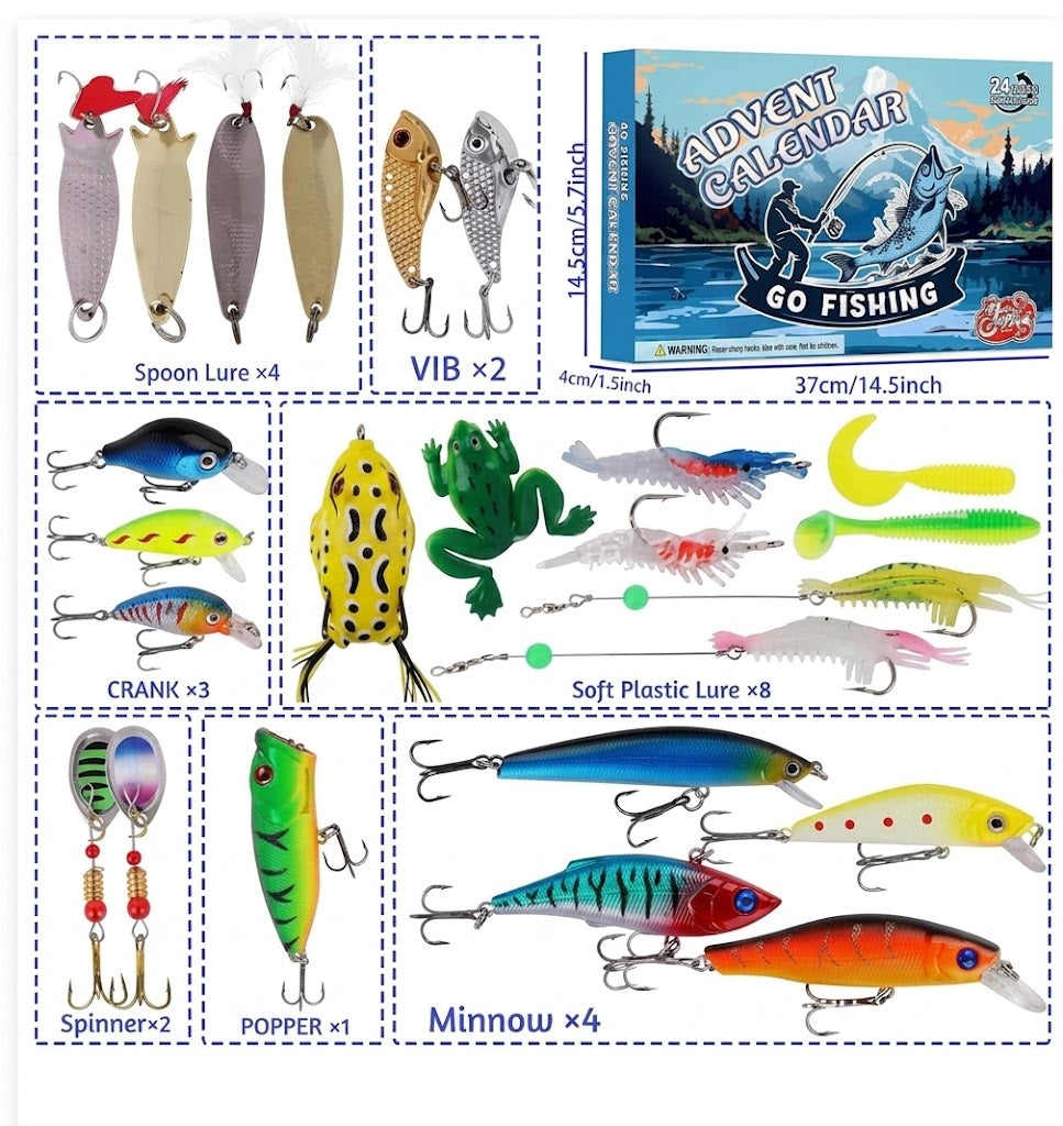 FISHMAS – 24-dagen kerst 2026-telling visuitrusting kalender