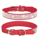 Verstelbare Leren Hondenhalsband met Strass – Sterk en Duurzaam