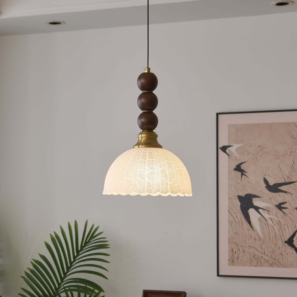Hanglamp met Glas - Hout & Metaal