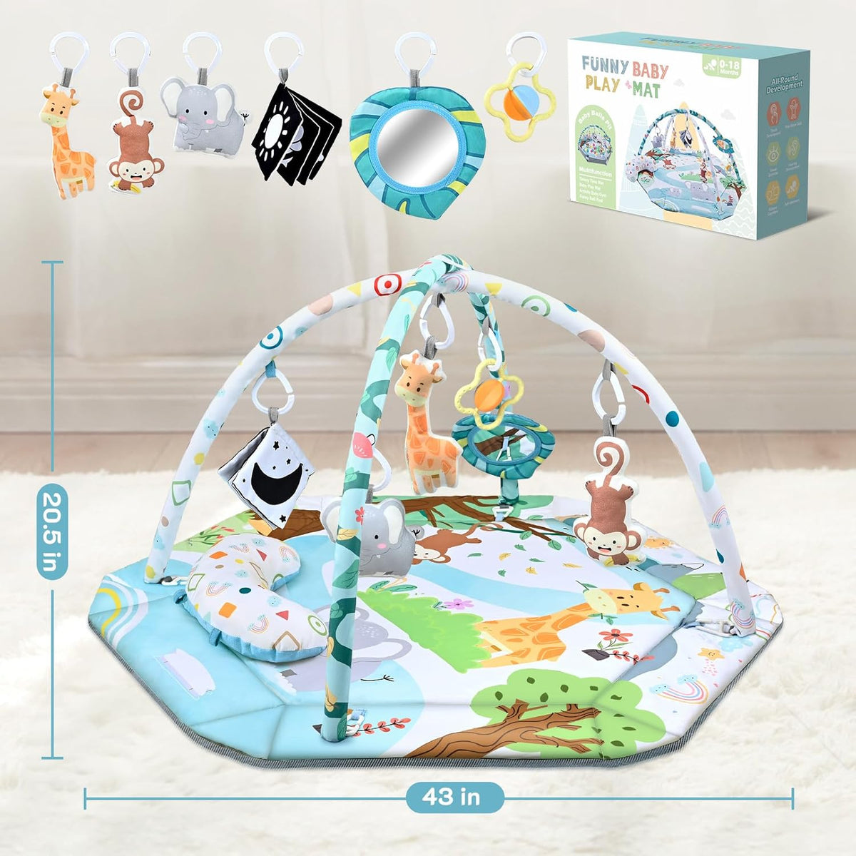 8-in-1 Baby Gym & Ballenbak - Wasbaar Speelkleed met Speeltjes