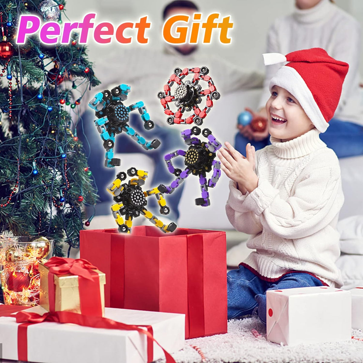 Vormbaar Anti-Stress Fidget Spinner voor Kinderen & Volwassenen – Set van 4