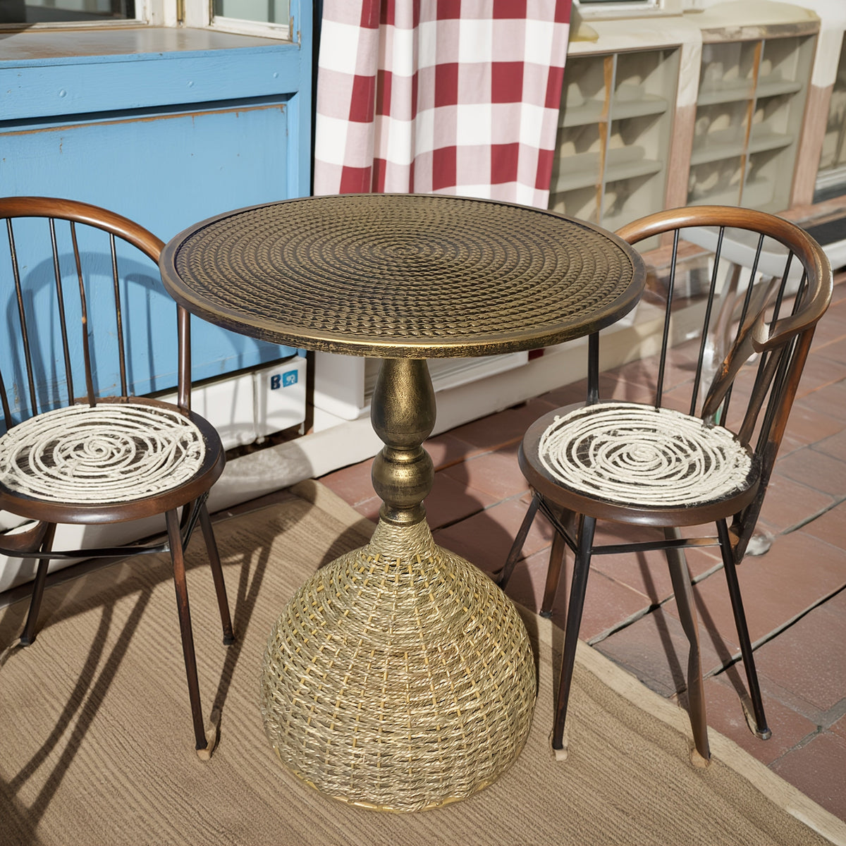 Handgemaakte Watergras Koffietafel – Antiek Bronzen Look