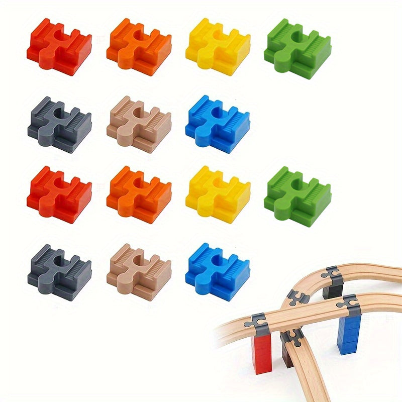 Set van 7-14 Kleurrijke Houten Spooradapters – Verstelbare Connectoren voor Modelbouw