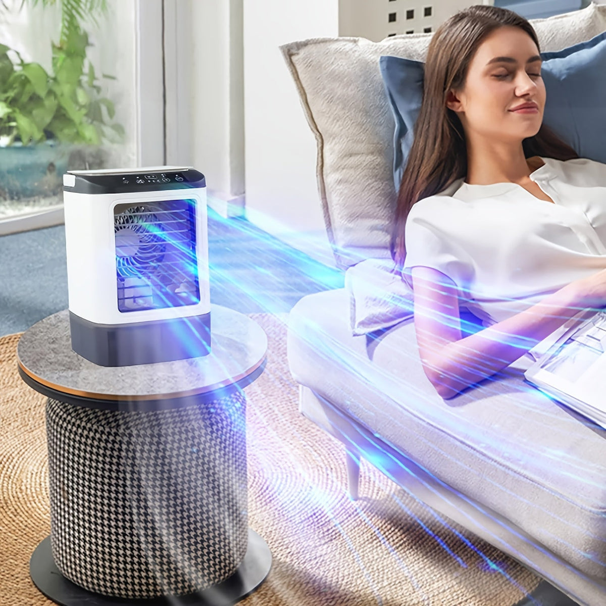 Draagbare desktop-luchtkoeler met verdampingsprincipe – USB-voeding met een groot waterreservoir