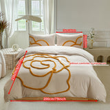 Tufted Beddengoed Set – Bedsprei en Kussenhoezen met Grote Bloemdesign