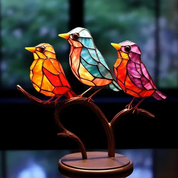 Handgemaakt | Glas Vogel Beeld | Uniek Design | Levendige Kleuren | Acryl Materiaal | Exclusieve Decoratie | Perfect Cadeau | Tijdloze Elegantie Voor Ieder Interieur