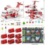 AdventurePlay Vliegtuig & Brandweerwagens Speelset - Racebaan en Garage voor Kinderen