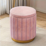 Nordic Chic Opberg Ottoman – Stijlvolle Ronde Pouf met Opslag en Spiegelafwerking