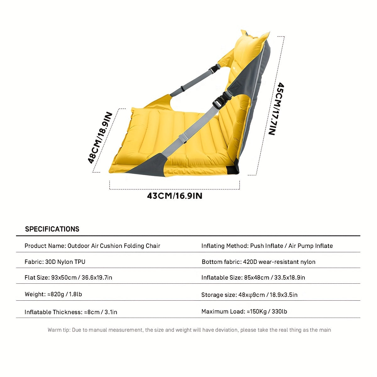 AirComfort Opblaasbare Stoel – Verstelbaar en Compact