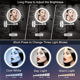 MAGNIFILUX – LED-vergrotingsspiegel met instelbare verlichting en oplaadbare accu