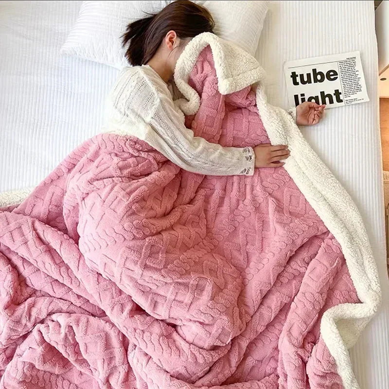 Dik Lamswollen Winter Fleece Deken - LuxyCozy