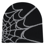 Beanie Muts met Spinnenweb Motief – Unisex Breimuts in Streetstyle