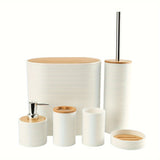 Moderne Badkamer Set met Bamboe Accenten – Georganiseerd en Elegant in Één