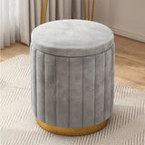 Nordic Chic Opberg Ottoman – Stijlvolle Ronde Pouf met Opslag en Spiegelafwerking