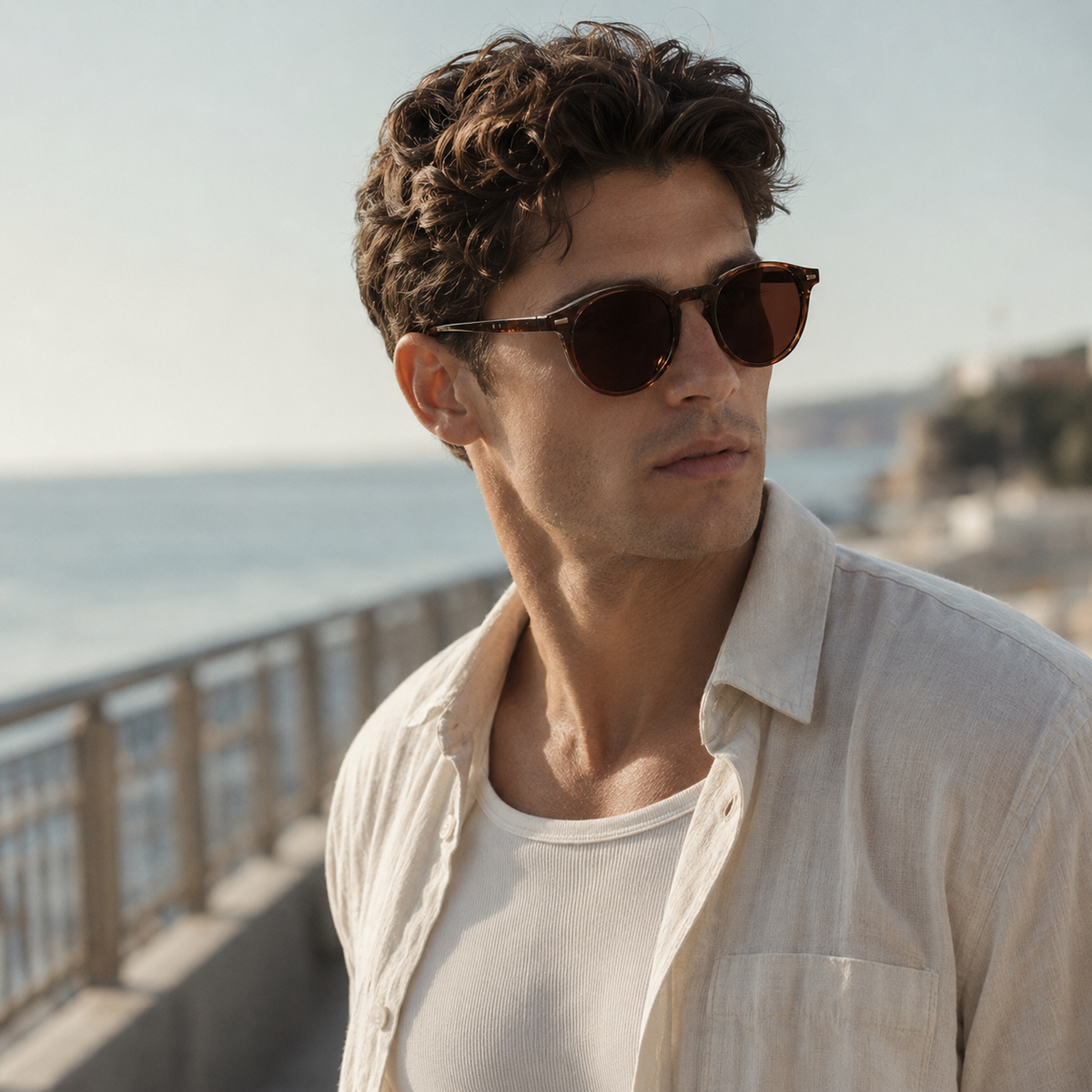 Heren Zonnebril | Lichtgewicht Retro Ronde Frame | Tortoiseshell