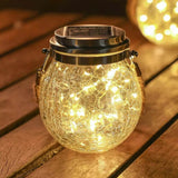 Zonne-Glas Licht – Betoverende Buiten LED-Lantaarn met Gebroken Glas Ontwerp