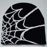Beanie Muts met Spinnenweb Motief – Unisex Breimuts in Streetstyle