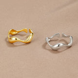 Minimalistische Ring - Oceaan Inspiratie - 18K Verguld, Sterling Zilver, Verstelbare Ringmaat - Perfect voor Elke Gelegenheid