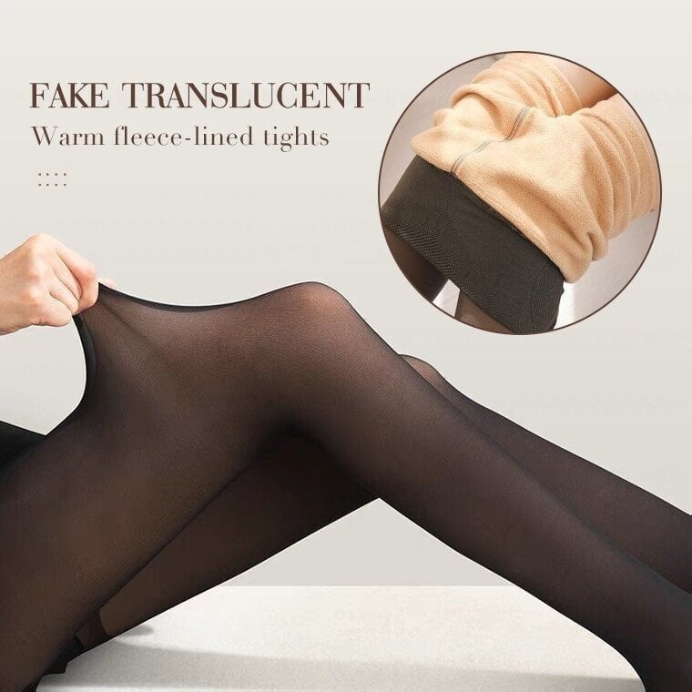 Lunava | Fleece Panty Fake Doorschijnend | Warme Winterpanty met Huideffect en Thermovoering