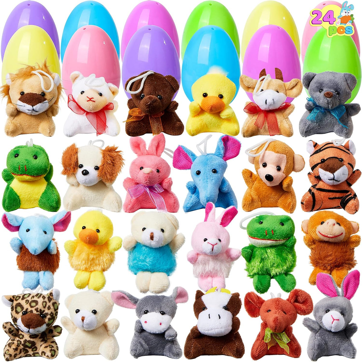 Pluche Paaseieren met Mini-Dieren voor Kinderen – 12 Stuks Verrassings-eieren