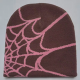 Beanie Muts met Spinnenweb Motief – Unisex Breimuts in Streetstyle