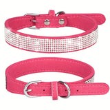 Verstelbare Leren Hondenhalsband met Strass – Sterk en Duurzaam