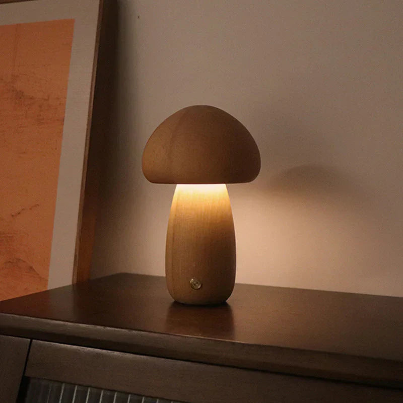 Houten Paddenstoel LED Nachtlamp - GlowShroom
