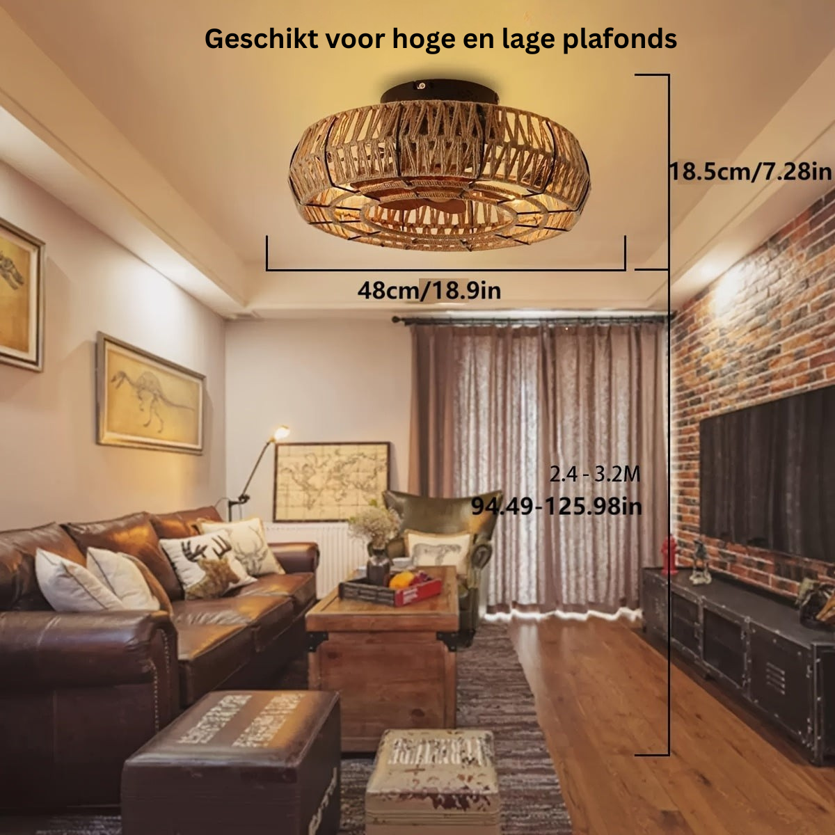 Amara luxe handgeweven rotan plafondventilator – fluisterstil pronkstuk in zen-stijl